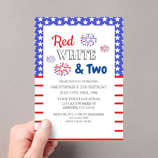 Rood wit en twee tweede verjaardag acryl uitnodigingen (Insitu (Draagbaar))