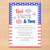 Rood wit en twee tweede verjaardag acryl uitnodigingen (Voorkant)
