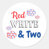 Rood wit en twee tweede verjaardag ronde sticker (Voorkant)