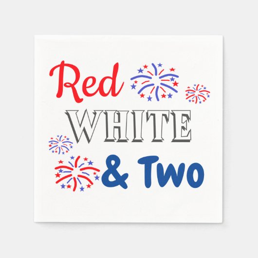 Rood wit en twee tweede verjaardag servet (Voorkant)