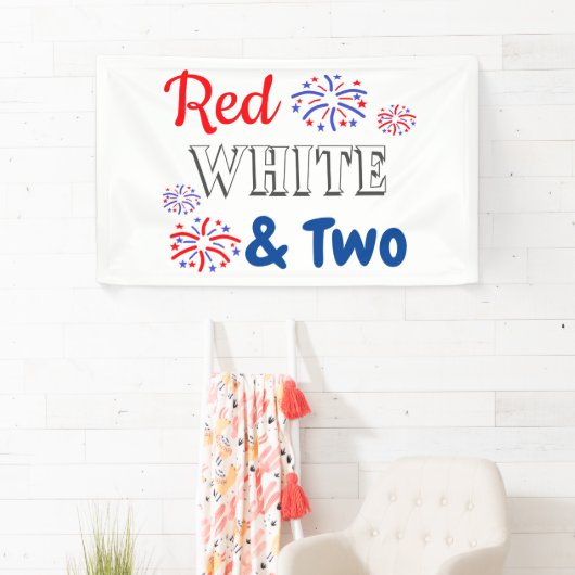 Rood wit en twee tweede verjaardag spandoek (Insitu)