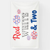 Rood wit en twee tweede verjaardag spandoek (Verticaal)