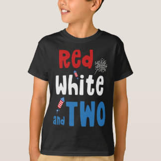 Rood Wit En Twee Verjaardag 4 Juli Amerikaans 2e T-shirt
