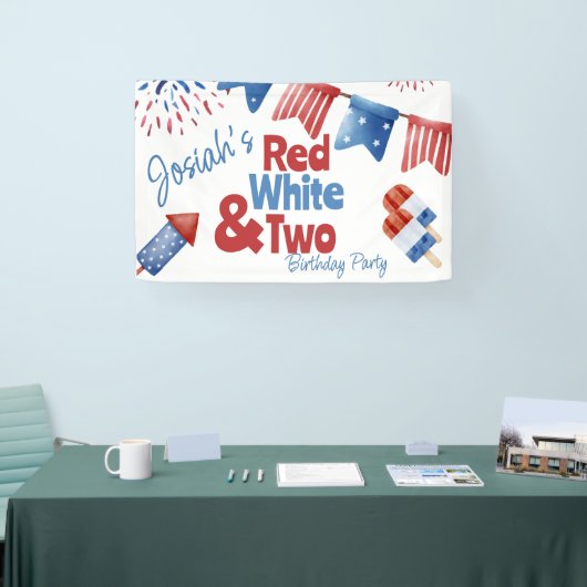 Rood Wit en Twee Verjaardagsfeestje Spandoek (Beurs)