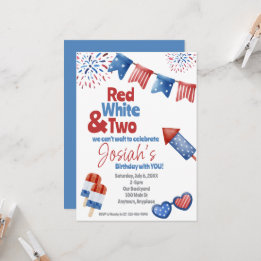 Rood wit en twee verjaardagsfeestjes kaart