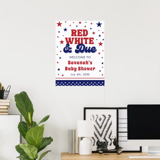 Rood, Wit en Verschuldigd 4 juli Patriottisch Baby Poster (Thuiskantoor)