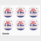 Rood, Wit en Verschuldigd 4 juli Patriottisch Baby Ronde Sticker (Vel)