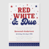 Rood, Wit en Verschuldigd 4 juli Patriottisch Baby Vellum Uitnodigingen (Voorkant)