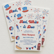 Rood Wit en Verschuldigd Baby Shower Uitnodiging