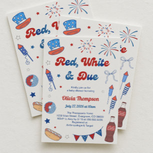 Rood Wit en Verschuldigd Baby Shower Uitnodiging