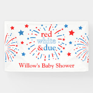 Rood Wit en Verschuldigd Baby Shower Vinyl Banner