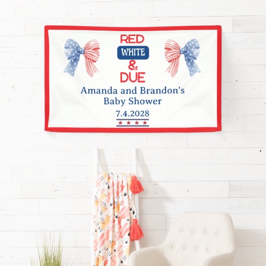 Rood/wit en vierde Baby shower Spandoek (Insitu)