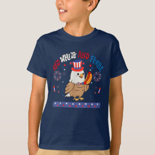 Rood wit en wild grappige adelaar 4 juli t-shirt