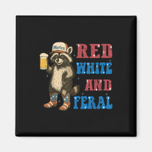 Rood Wit En Wild Grappige Wasbeer Bier 4e Juli Magneet