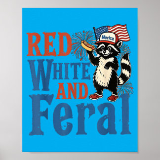 Rood Wit En Wild Komische Wasbeer Amerika Vierde Poster