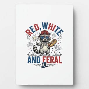Rood Wit en Wilde Patriotische Wasbeerrood Shirt_1 Fotoplaat