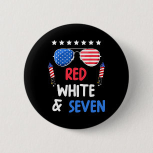 Rood wit en zeven 7e verjaardag 4 juli INDEP Ronde Button 5,7 Cm