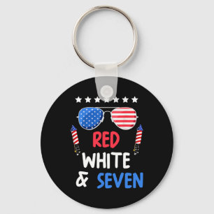 Rood wit en zeven 7e verjaardag 4 juli INDEP Sleutelhanger