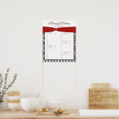 Rood, wit en zwart beeld van de Zitkaart van de On Poster (Keuken)