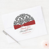 Rood, wit en zwart Damask 3" ronde Sticker (Envelop)