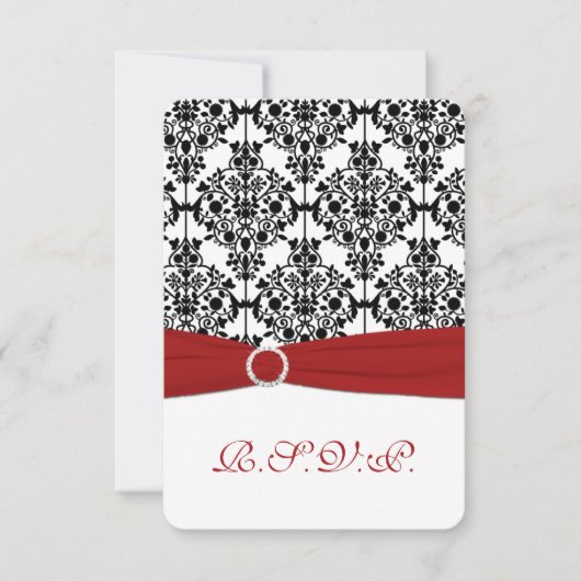 Rood, Wit en Zwart Damask Reageer Kaart 2 (Voorkant)