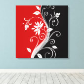 Rood wit en zwart Floral Canvas Afdruk (Insitu (Houten vloer))