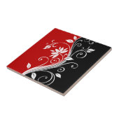 Rood wit en zwart Floral Tegeltje (Zijkant)