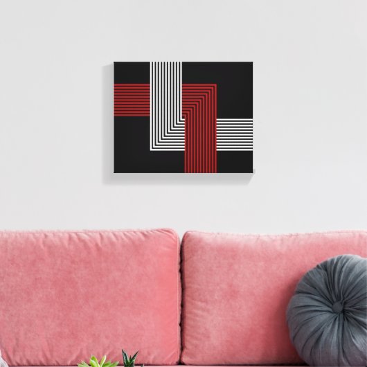 Rood, Wit en Zwart Geometrisch 10"x 8" Canvas Afdruk (Insitu (Woonkamer))