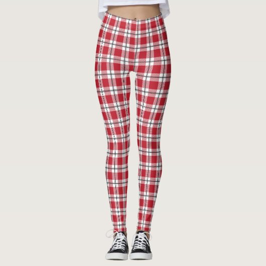 Rood wit en zwart geplakt flatpanel leggings (Voorkant)
