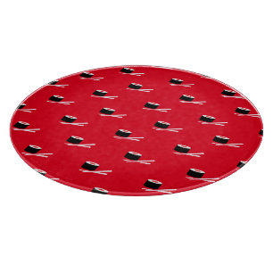 Rood, wit en zwart glazen kappersbord snijplank