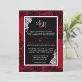 Rood wit en zwart kant bruiloft uitnodiging Kaart (Staand voorkant)