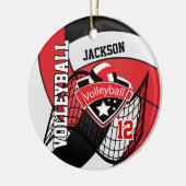 Rood, wit en zwart Logo Volleyball-keramisch ornam Keramisch Ornament (Links)