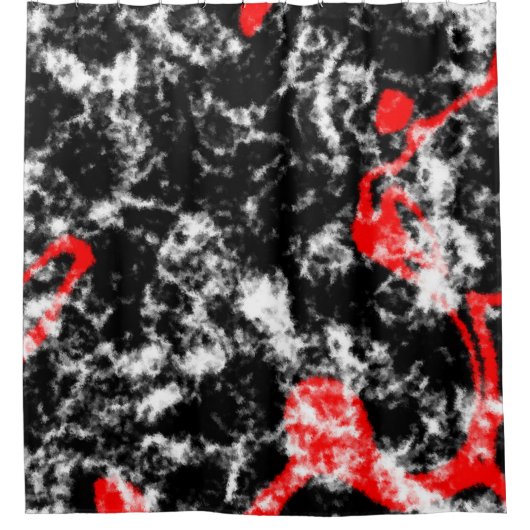 Rood, Wit en Zwart Marmer Abstract Douchegordijn (Voorkant)