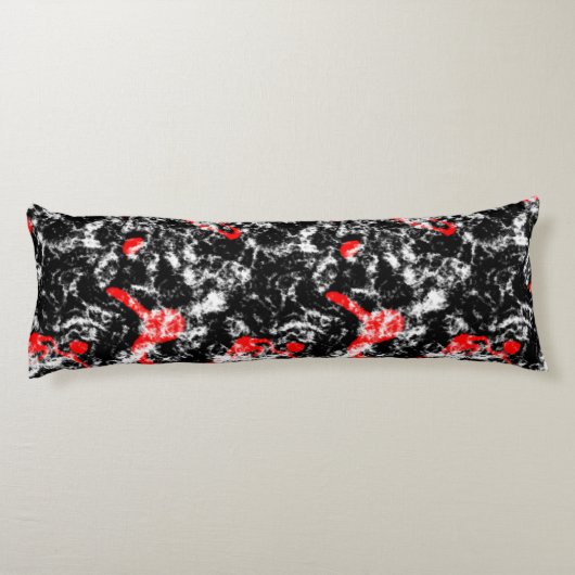 Rood, Wit en Zwart Marmer Abstract Lichaamskussen (Achterkant)