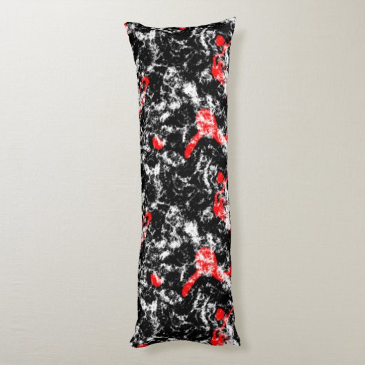 Rood, Wit en Zwart Marmer Abstract Lichaamskussen (Achterkant (Verticaal))