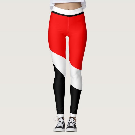 Rood wit en zwart met zijstreep leggings (Voorkant)
