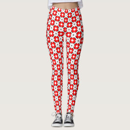 Rood wit en zwart patroon leggings