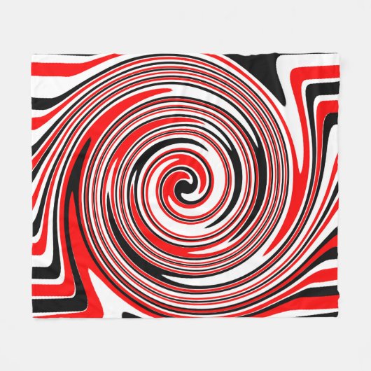 Rood wit en zwart psychedelisch ontwerp fleece deken (Voorkant (Horizontaal))