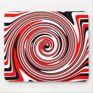 Rood wit en zwart psychedelisch ontwerp muismat