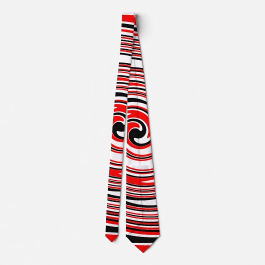 Rood wit en zwart psychedelisch ontwerp stropdas (Achterkant)