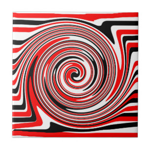 Rood wit en zwart psychedelisch ontwerp tegeltje
