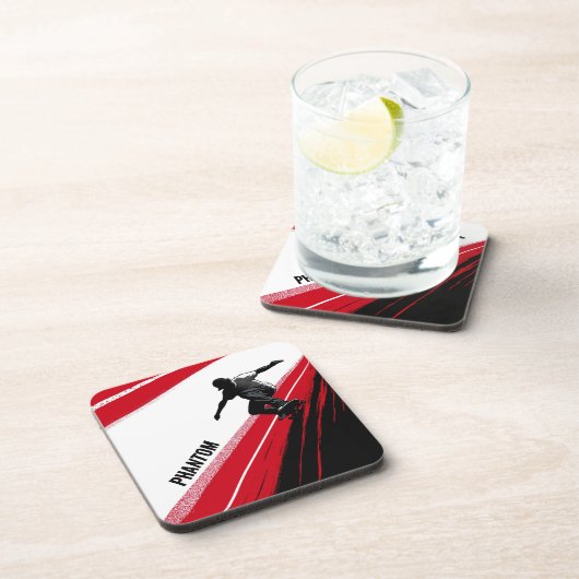 Rood wit en zwart schaatser bier onderzetter (Rechterzijde)