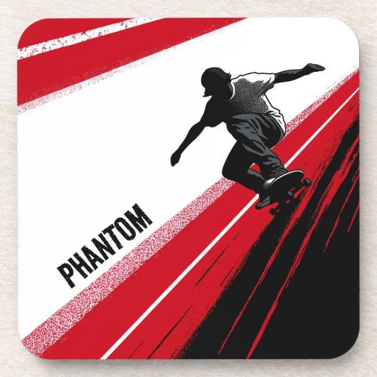 Rood wit en zwart schaatser bier onderzetter (Voorkant)