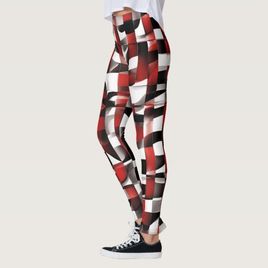 Rood, Wit en Zwart Variatie Geruite Leggings (Links)