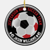 Rood, Wit en Zwart Voetbal ⚽ Keramisch Ornament (Achterkant)