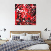 Rood, wit en zwart-witschilderende fluïde kunst canvas afdruk (Insitu (Slaapkamer))