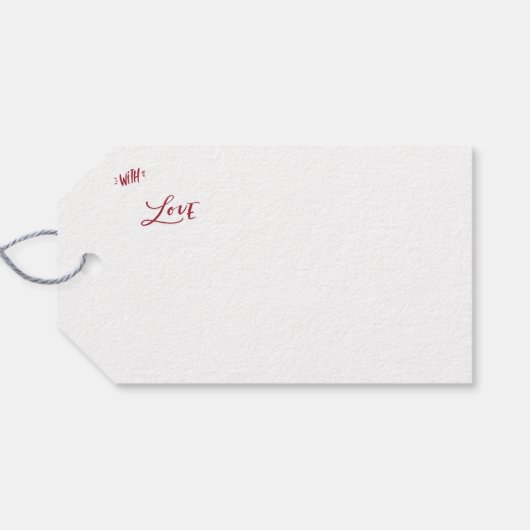 Rood wit fotoscript Kerstmis Cadeaulabel (Achterkant Horizontaal)