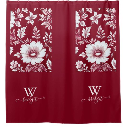 rood & wit frans Elegant Chinoiserie Douchegordijn (Voorkant)