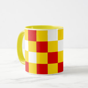 Rood Wit Geel Geruit Patroonontwerp Mok