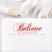 Rood Wit Geloof Vrolijk Kerstmis Terugkeeradres Etiket (Insitu)